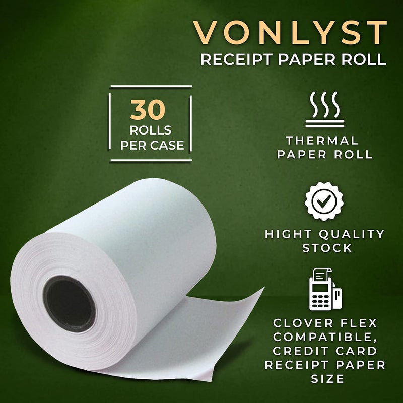 Vonlyst Thermal Paper Roll for Clover Flex Receipt Paper 2 1/4 x 55 (30 rolls) - Image 5